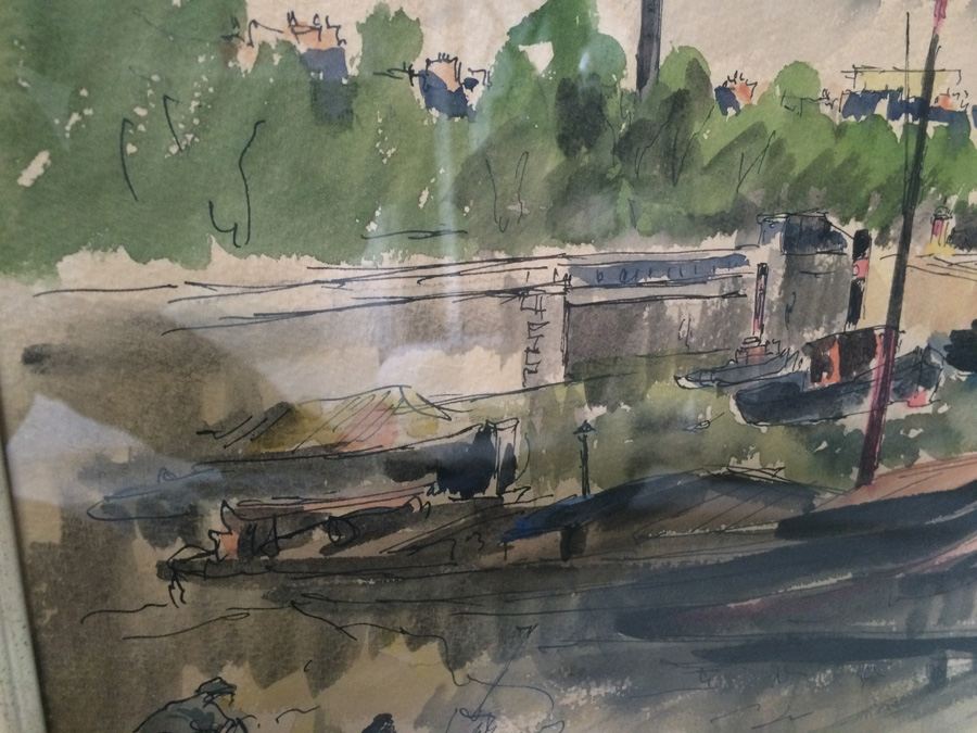 Original Watercolor Guy De Neyrac France in Magnificent Frame [Photo 3]