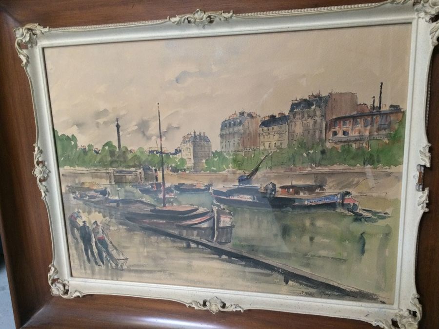 Original Watercolor Guy De Neyrac France in Magnificent Frame [Photo 10]