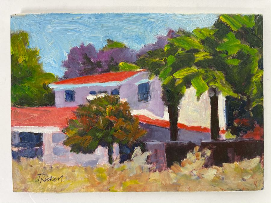 Original David Rickert Oil Painting Titled House On Elmwood In Carlsbad, CA 7 X 5 [Photo 2]