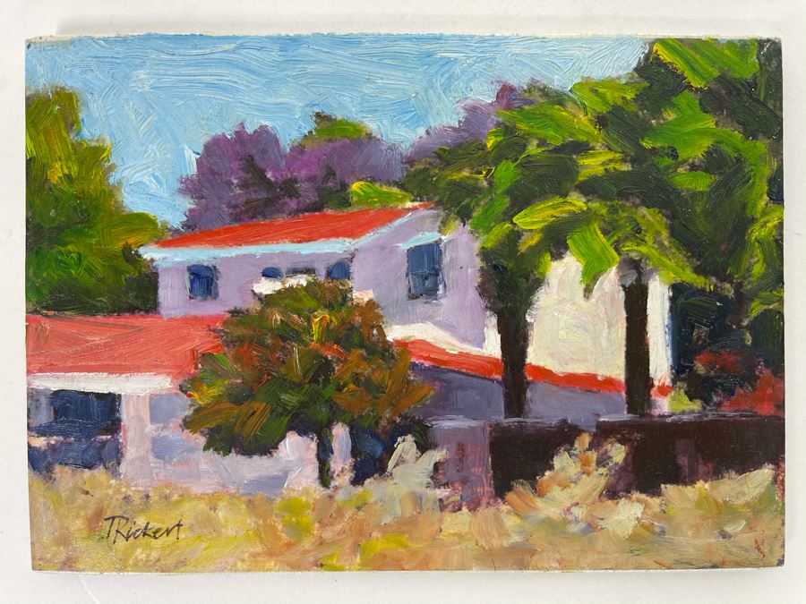 Original David Rickert Oil Painting Titled House On Elmwood In Carlsbad, CA 7 X 5 [Photo 1]
