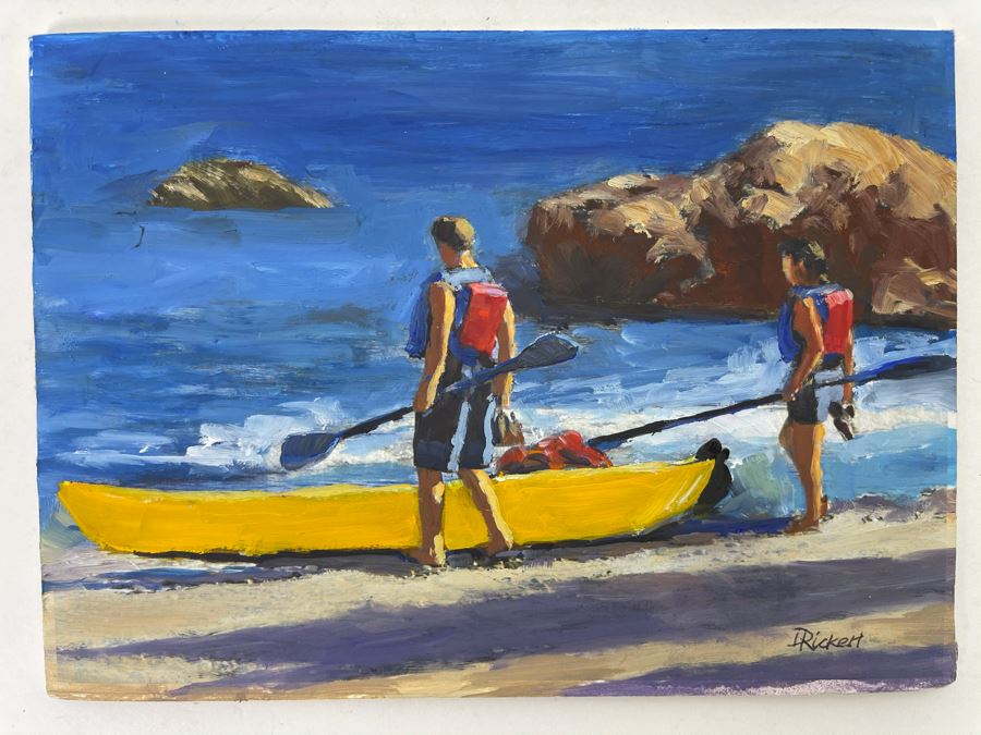 Original David Rickert Oil Painting Titled Ready To Launch Kayak 7 X 5 [Photo 2]