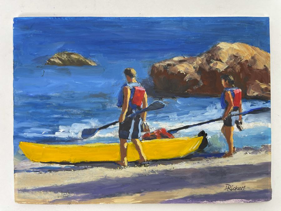 Original David Rickert Oil Painting Titled Ready To Launch Kayak 7 X 5 [Photo 1]