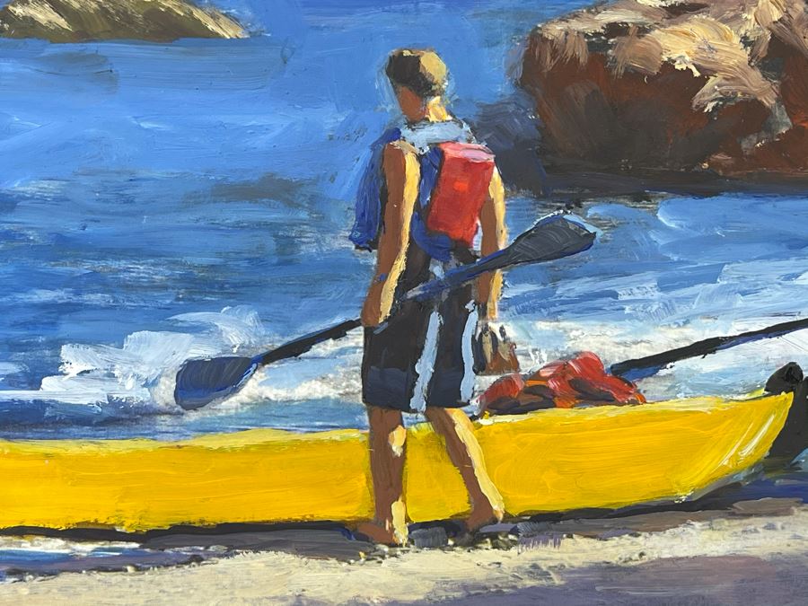 Original David Rickert Oil Painting Titled Ready To Launch Kayak 7 X 5 [Photo 3]