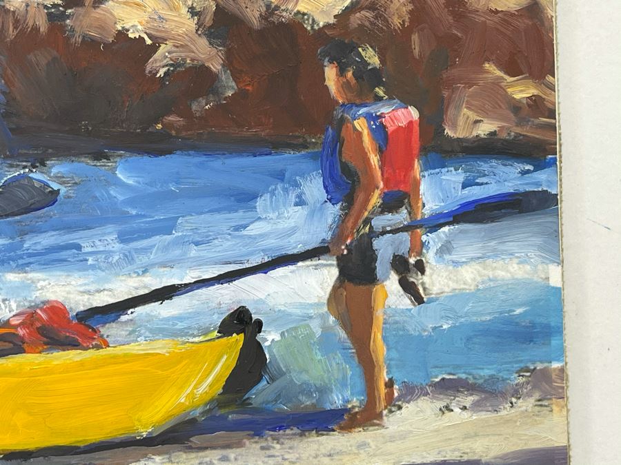 Original David Rickert Oil Painting Titled Ready To Launch Kayak 7 X 5 [Photo 4]