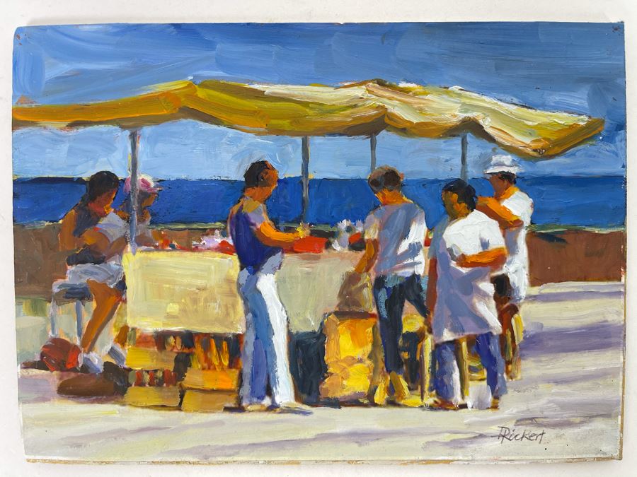 Original David Rickert Oil Painting Titled Mexico Vendor 7 X 5