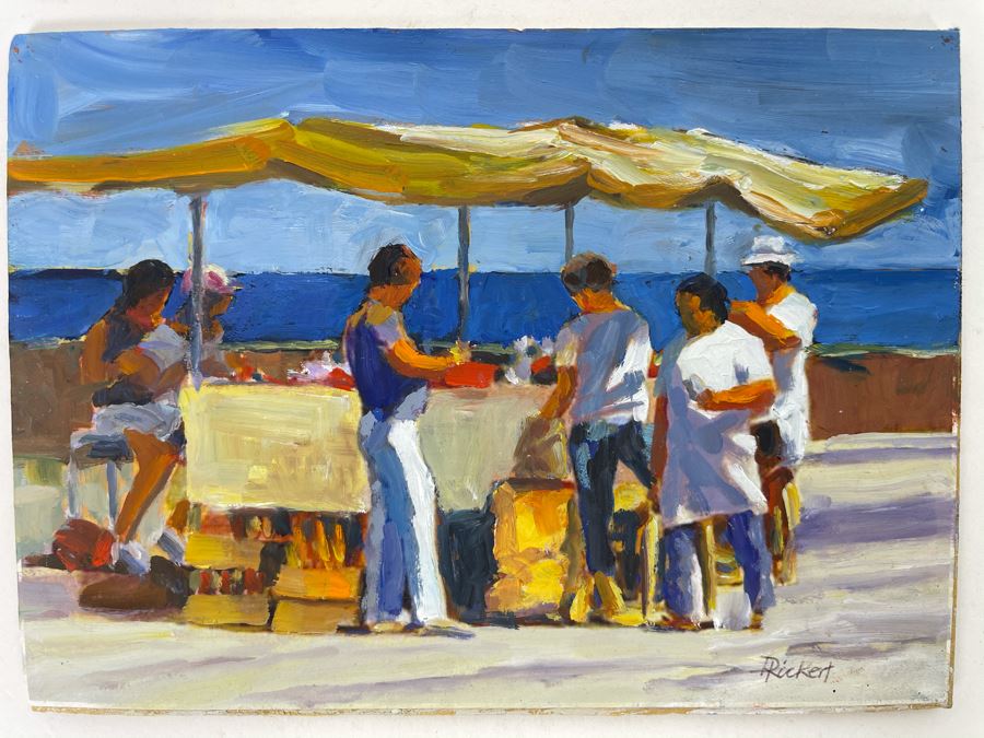 Original David Rickert Oil Painting Titled Mexico Vendor 7 X 5 [Photo 2]