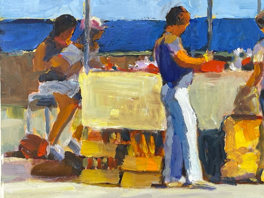 Original David Rickert Oil Painting Titled Mexico Vendor 7 X 5 [Photo 3]