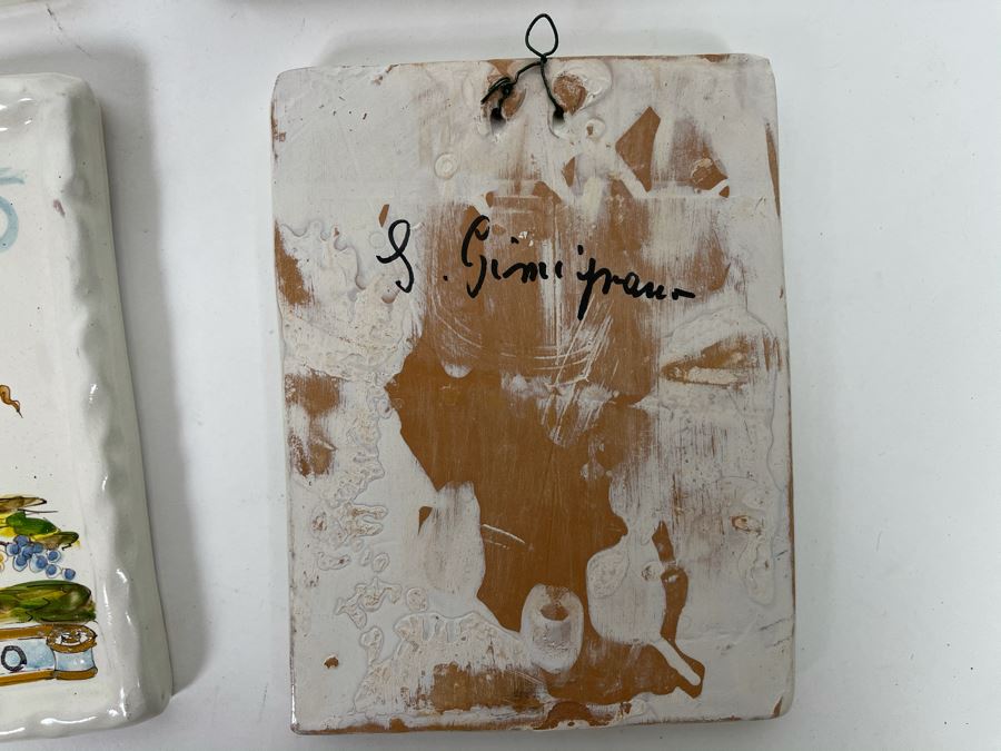 Set Of Four Hand-Painted Signed Italian Tiles 5 X 6.5 [Photo 6]
