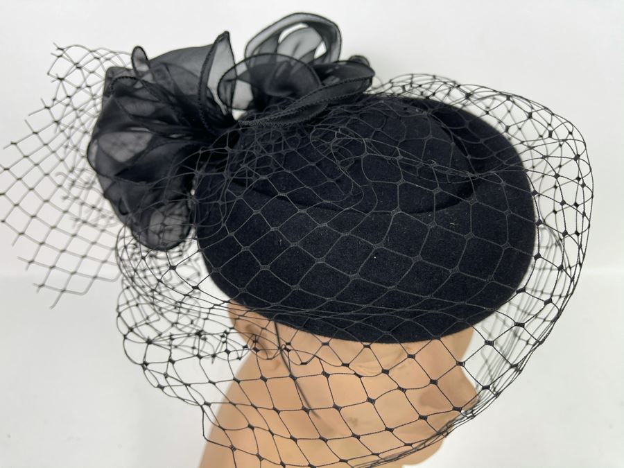 Vintage Rabbit Hair Italian Hat With Veil By Marzi Firenze Made In Italy Hand Made [Photo 3]