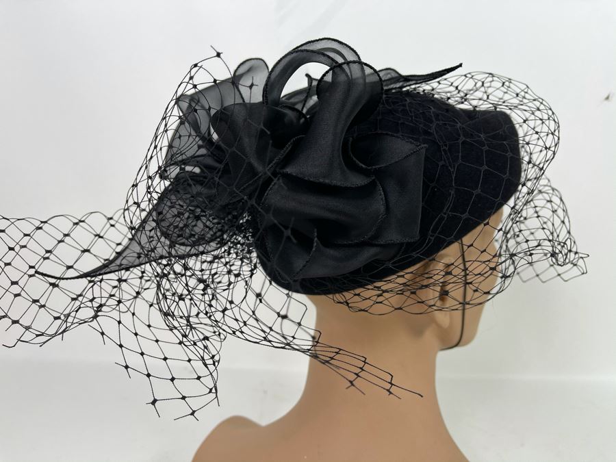 Vintage Rabbit Hair Italian Hat With Veil By Marzi Firenze Made In Italy Hand Made [Photo 4]