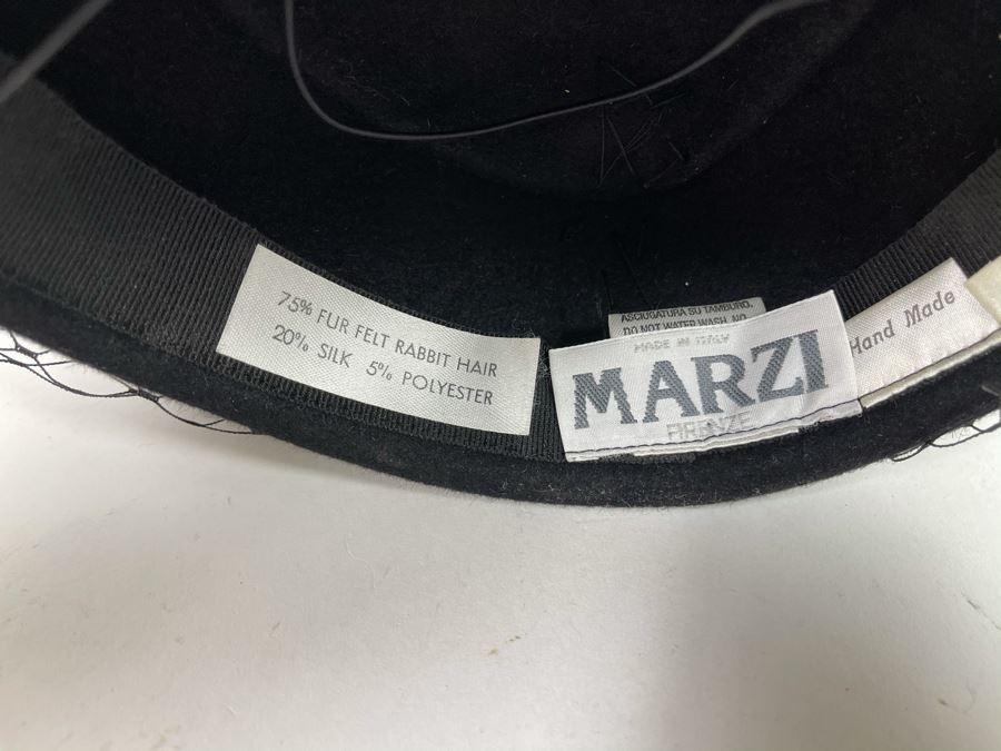 Vintage Rabbit Hair Italian Hat With Veil By Marzi Firenze Made In Italy Hand Made [Photo 6]