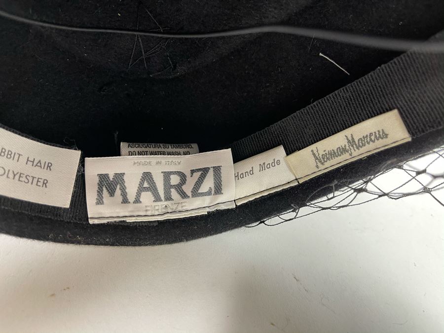 Vintage Rabbit Hair Italian Hat With Veil By Marzi Firenze Made In Italy Hand Made [Photo 7]