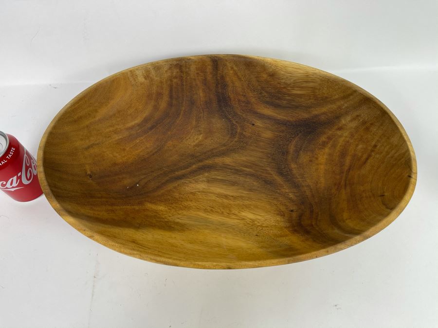 Large Wooden Oval Bowl 20W X 13.5D X 4.75H [Photo 4]