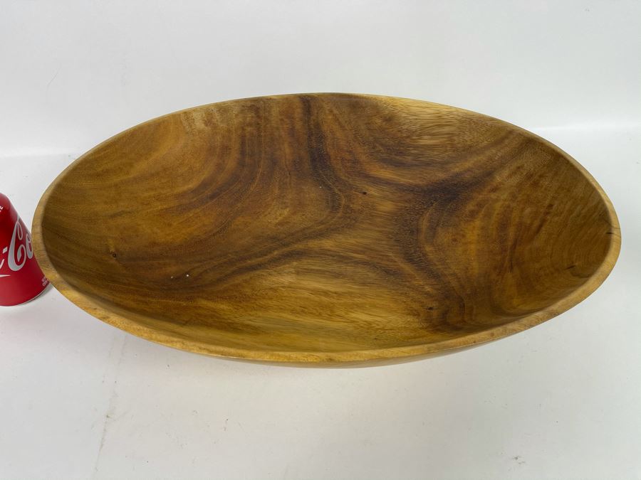 Large Wooden Oval Bowl 20W X 13.5D X 4.75H [Photo 3]