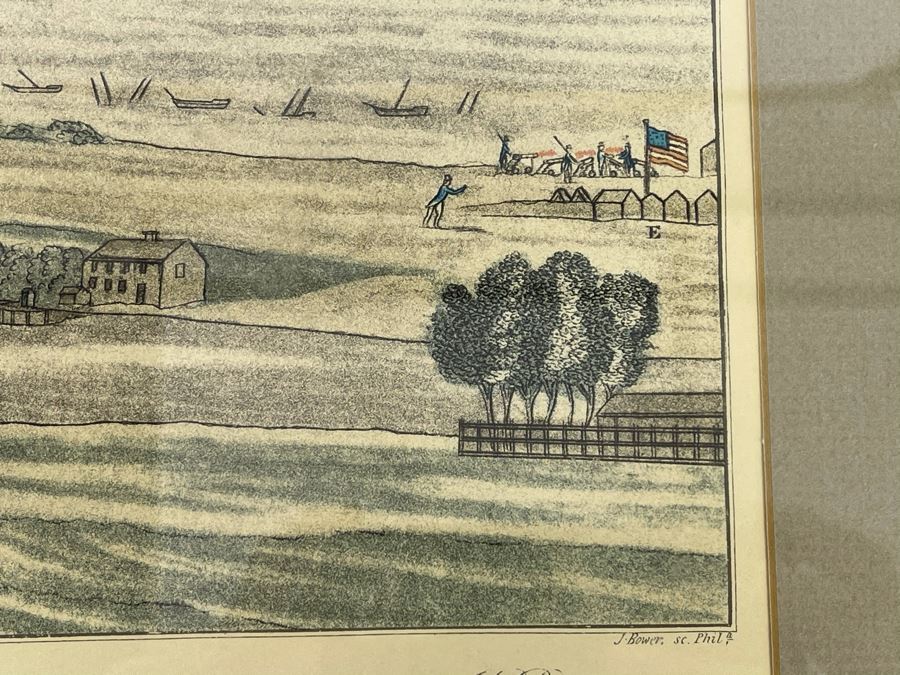 Framed Lithograph By A. Hoen & Co From Original Engraving C.1817 Titled 'A View Of The Bombardment Of Fort McHenry' 17 X 13 [Photo 8]