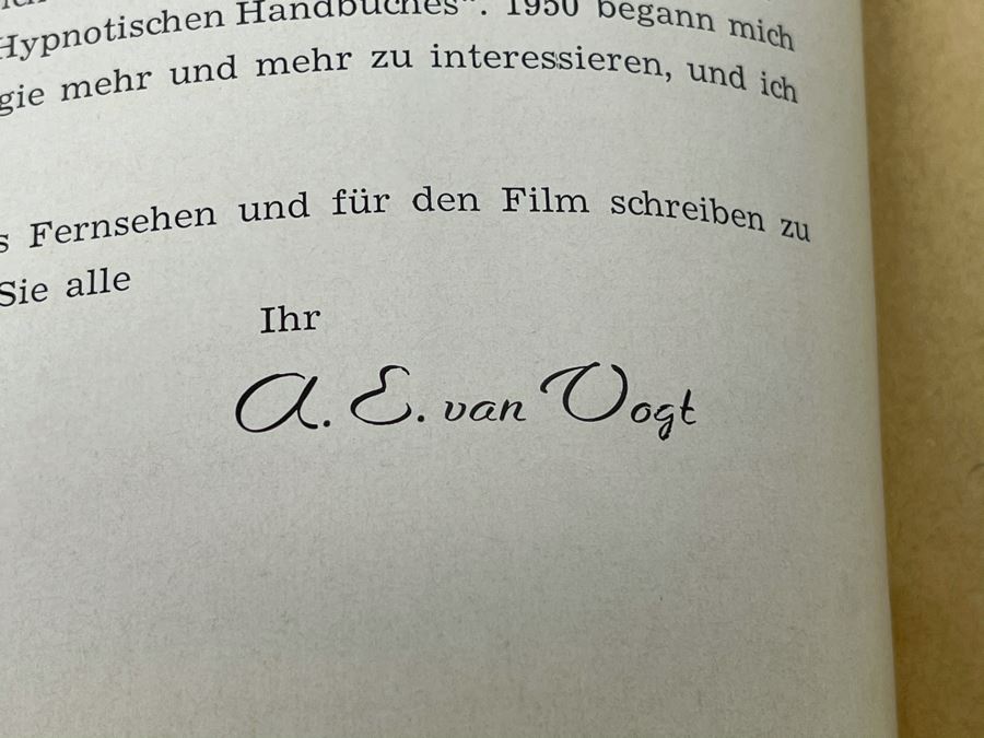Rare Vintage 1957 Double Hand Signed A. E. Van Vogt German Science Fiction Publication Digest Novel Titled 'Die Schatten' Written In German Utopia Nr. 48 Science Fiction Grossband [Photo 7]