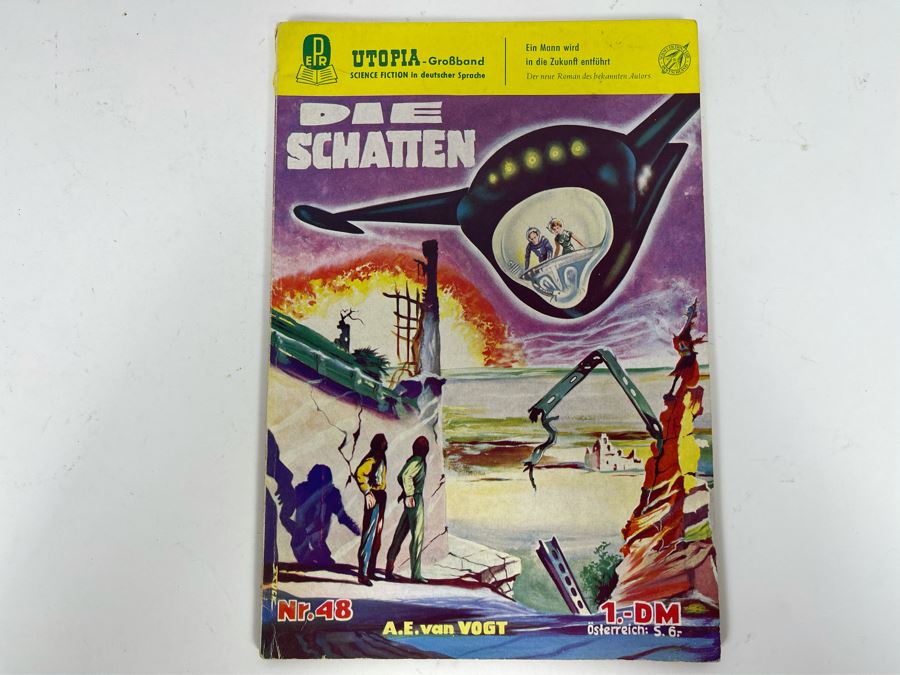 Rare Vintage 1957 Double Hand Signed A. E. Van Vogt German Science Fiction Publication Digest Novel Titled 'Die Schatten' Written In German Utopia Nr. 48 Science Fiction Grossband [Photo 3]
