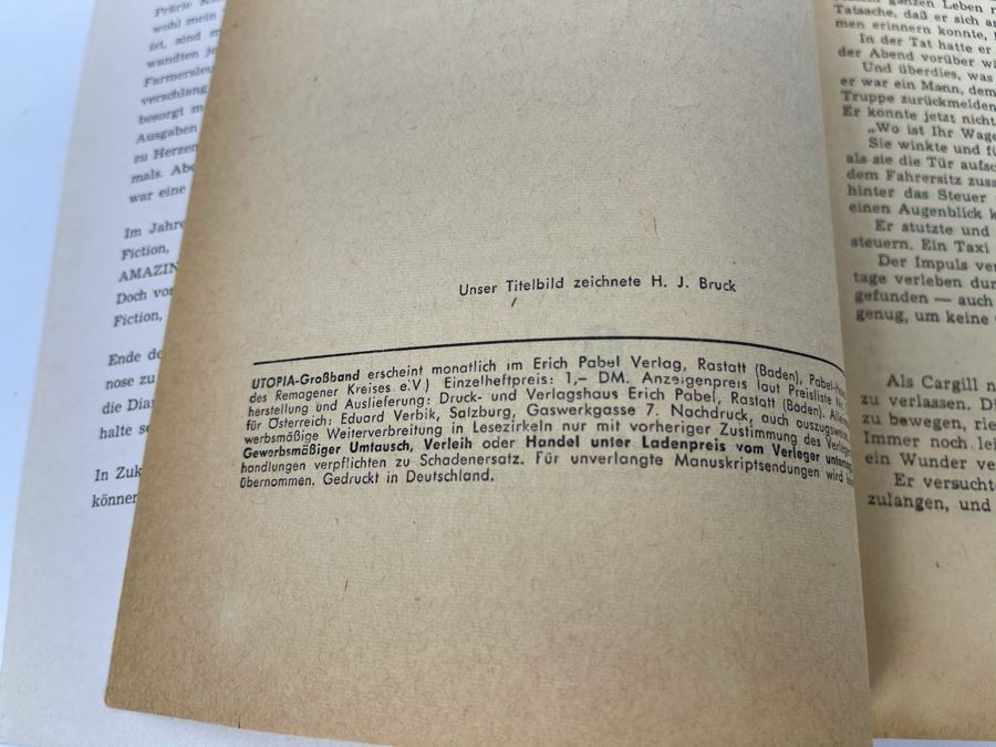 Rare Vintage 1957 Double Hand Signed A. E. Van Vogt German Science Fiction Publication Digest Novel Titled 'Die Schatten' Written In German Utopia Nr. 48 Science Fiction Grossband [Photo 13]