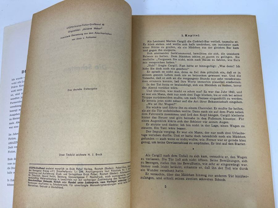 Rare Vintage 1957 Double Hand Signed A. E. Van Vogt German Science Fiction Publication Digest Novel Titled 'Die Schatten' Written In German Utopia Nr. 48 Science Fiction Grossband [Photo 11]