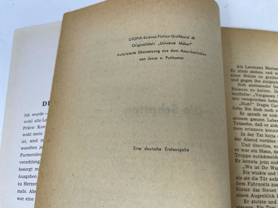 Rare Vintage 1957 Double Hand Signed A. E. Van Vogt German Science Fiction Publication Digest Novel Titled 'Die Schatten' Written In German Utopia Nr. 48 Science Fiction Grossband [Photo 12]