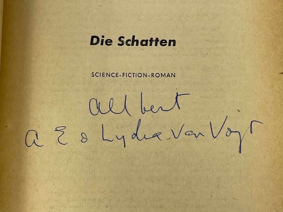 Rare Vintage 1957 Double Hand Signed A. E. Van Vogt German Science Fiction Publication Digest Novel Titled 'Die Schatten' Written In German Utopia Nr. 48 Science Fiction Grossband [Photo 10]