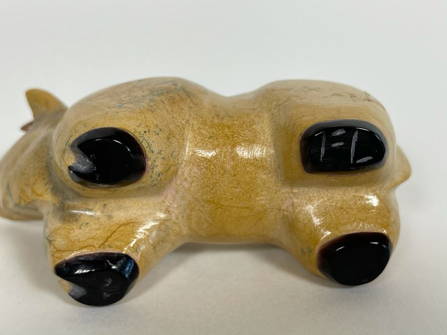 Carved Stone Native American Fetish Of Bull With Turquoise Eyes [Photo 7]