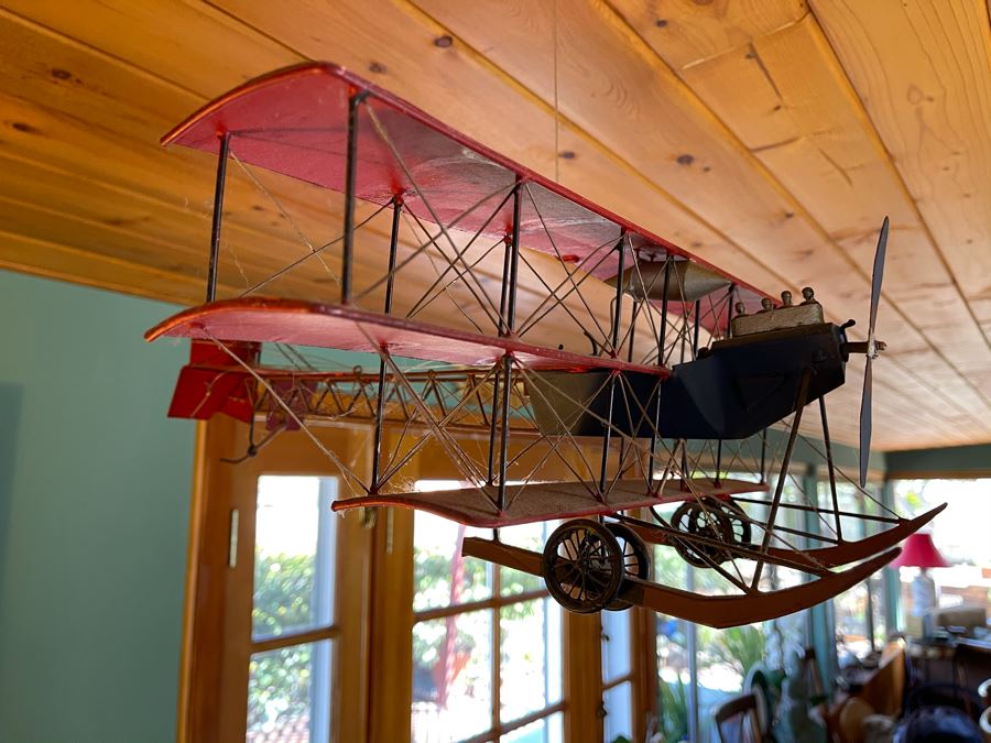 Pottery Barn Metal Bi-Plane Airplane Model [Photo 5]