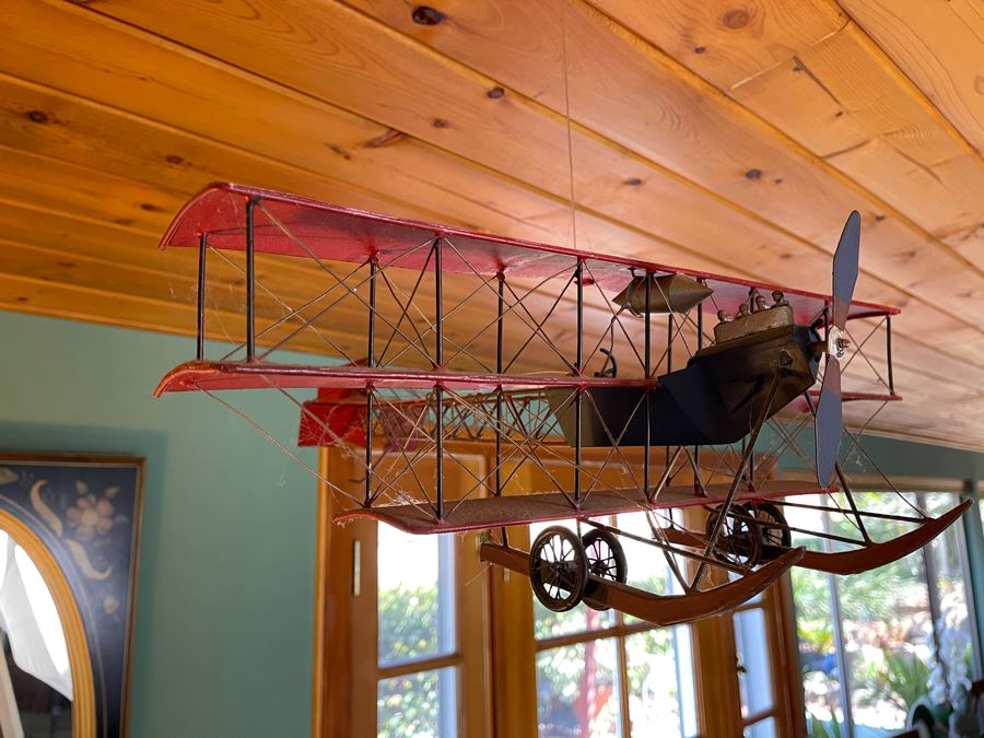 Pottery Barn Metal Bi-Plane Airplane Model [Photo 4]