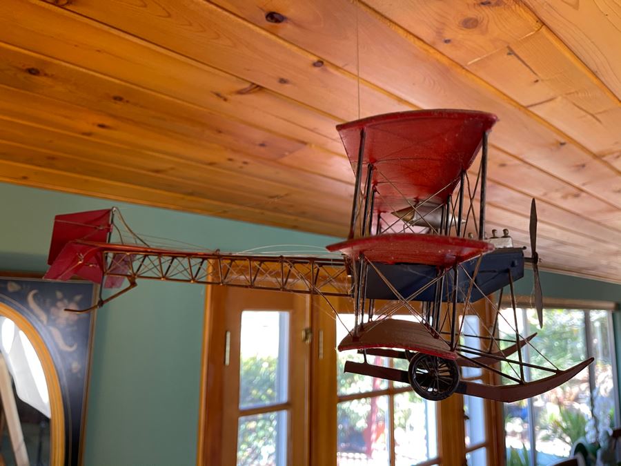 Pottery Barn Metal Bi-Plane Airplane Model [Photo 3]