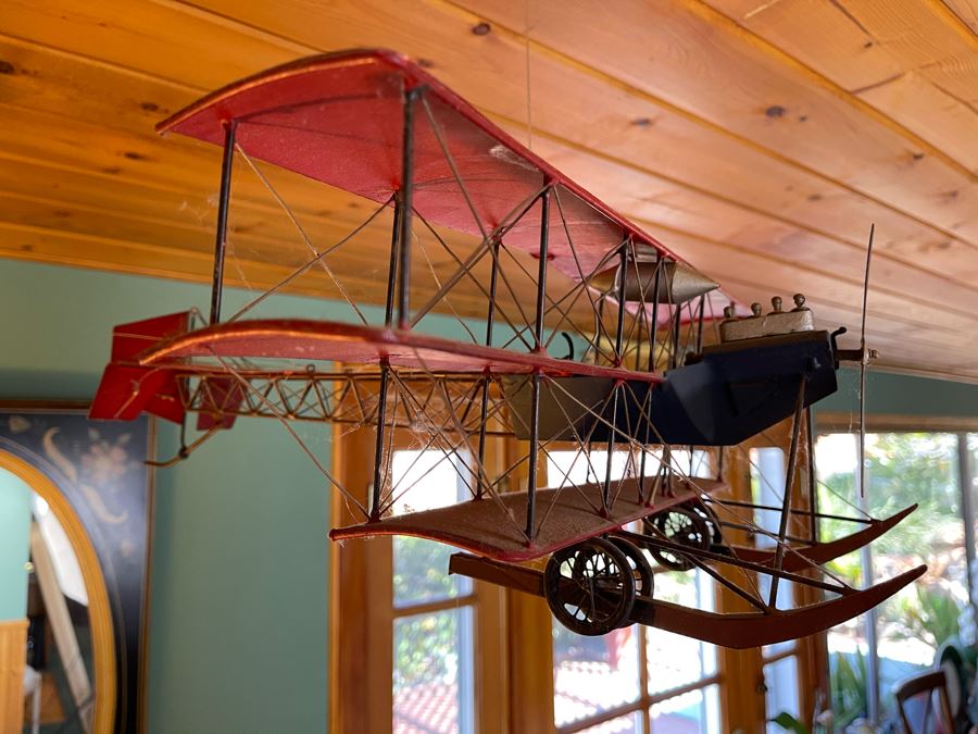 Pottery Barn Metal Bi-Plane Airplane Model [Photo 2]