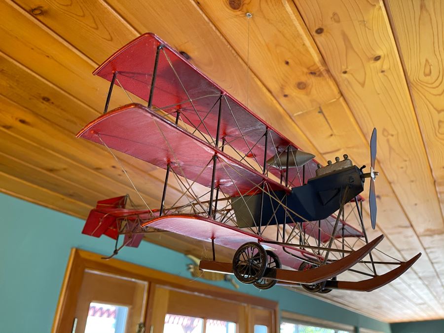 Pottery Barn Metal Bi-Plane Airplane Model [Photo 1]