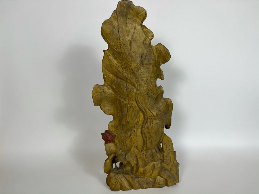 Old Chinese Gilded Carved Wooden Buddha Statue Of Guanyin 10W X 24H [Photo 17]