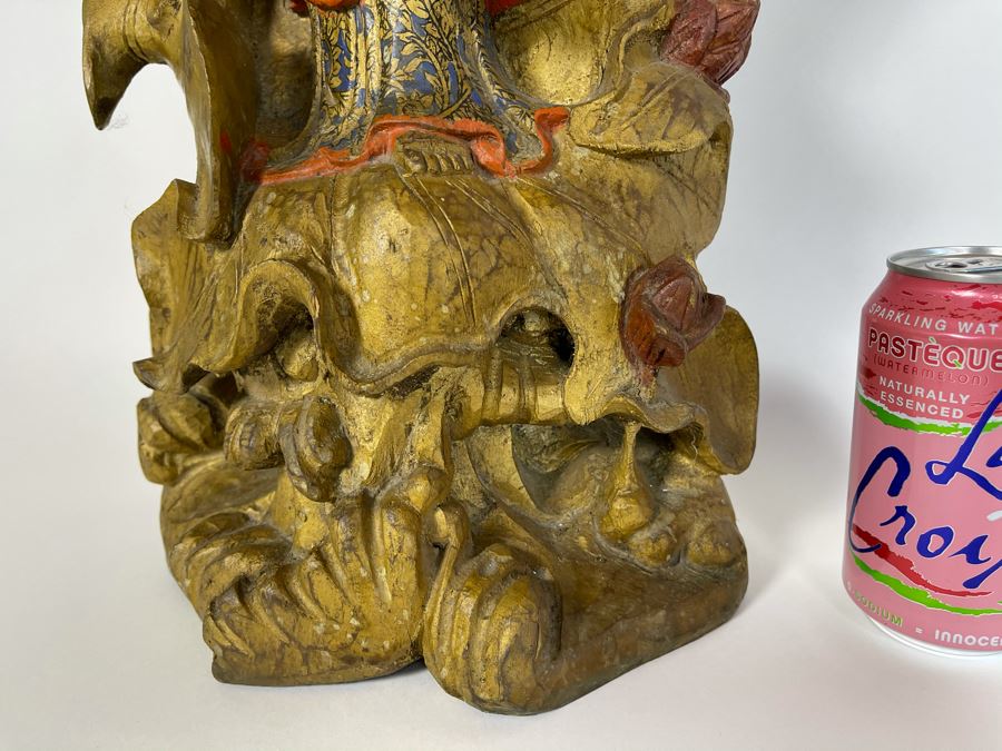 Old Chinese Gilded Carved Wooden Buddha Statue Of Guanyin 10W X 24H [Photo 14]