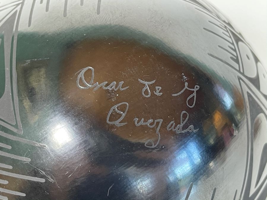 Mata Ortiz Indian Art Black Pottery Signed By Oscar Gonzalez Quezada, Jr. Mexico [Photo 11]