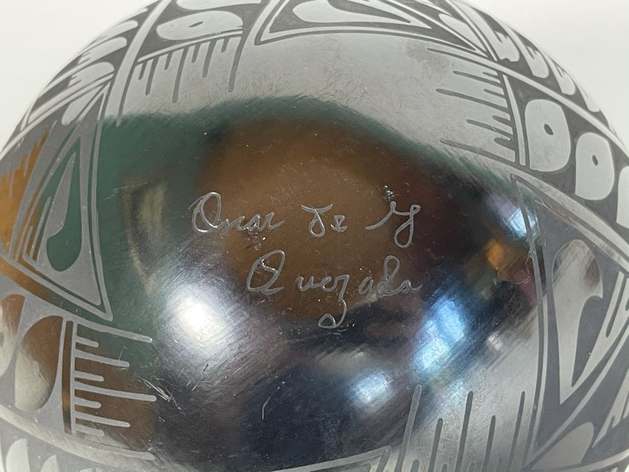 Mata Ortiz Indian Art Black Pottery Signed By Oscar Gonzalez Quezada, Jr. Mexico [Photo 10]