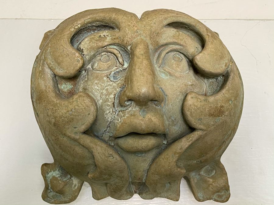 Unsigned Pottery Sculpture Of Face With Back Wire For Hanging [Photo 2]