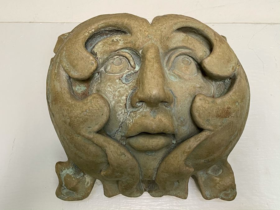 Unsigned Pottery Sculpture Of Face With Back Wire For Hanging [Photo 1]
