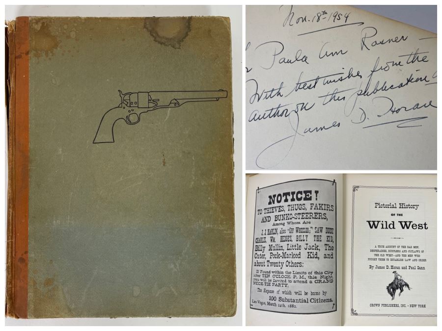 Signed First Printing Edition Book Pictorial History Of The Wild West Signed By James D. Horan