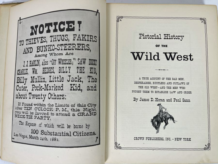 Signed First Printing Edition Book Pictorial History Of The Wild West Signed By James D. Horan [Photo 6]