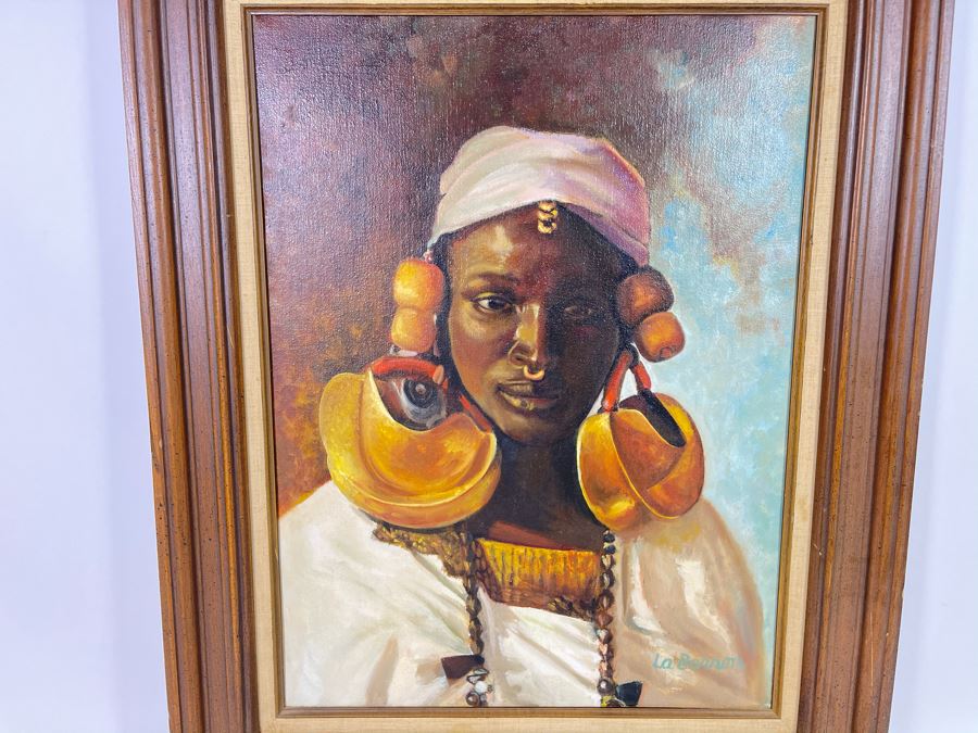 Framed Original Oil Painting Of Woman Signed By La Barron [Photo 12]