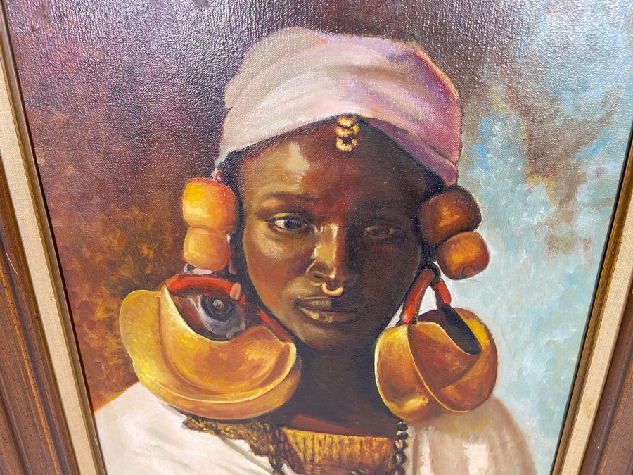 Framed Original Oil Painting Of Woman Signed By La Barron [Photo 4]