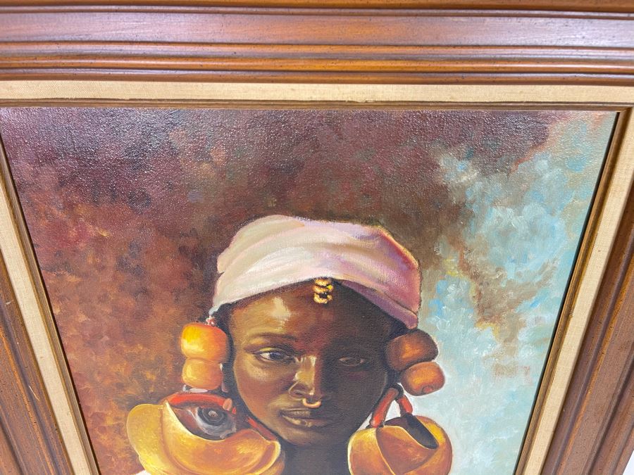 Framed Original Oil Painting Of Woman Signed By La Barron [Photo 8]