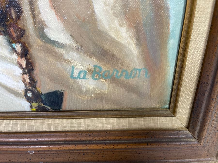 Framed Original Oil Painting Of Woman Signed By La Barron [Photo 6]
