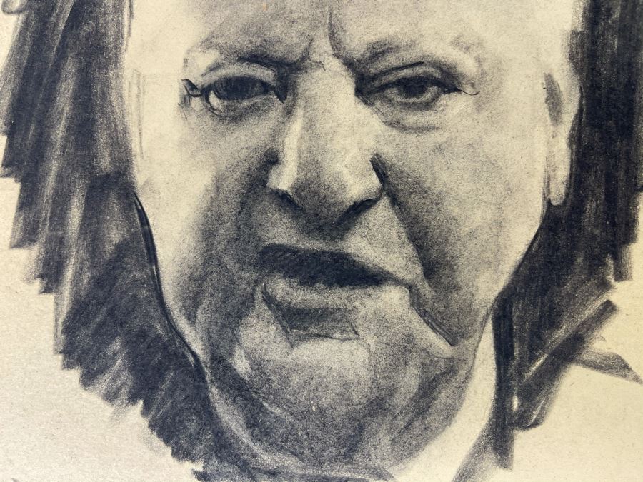 Unsigned Original Charcoal Drawing Portrait 18 X 12 By Former Art Director Of General Dynamics [Photo 8]