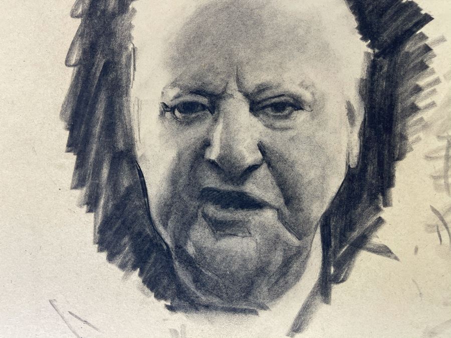 Unsigned Original Charcoal Drawing Portrait 18 X 12 By Former Art Director Of General Dynamics [Photo 7]