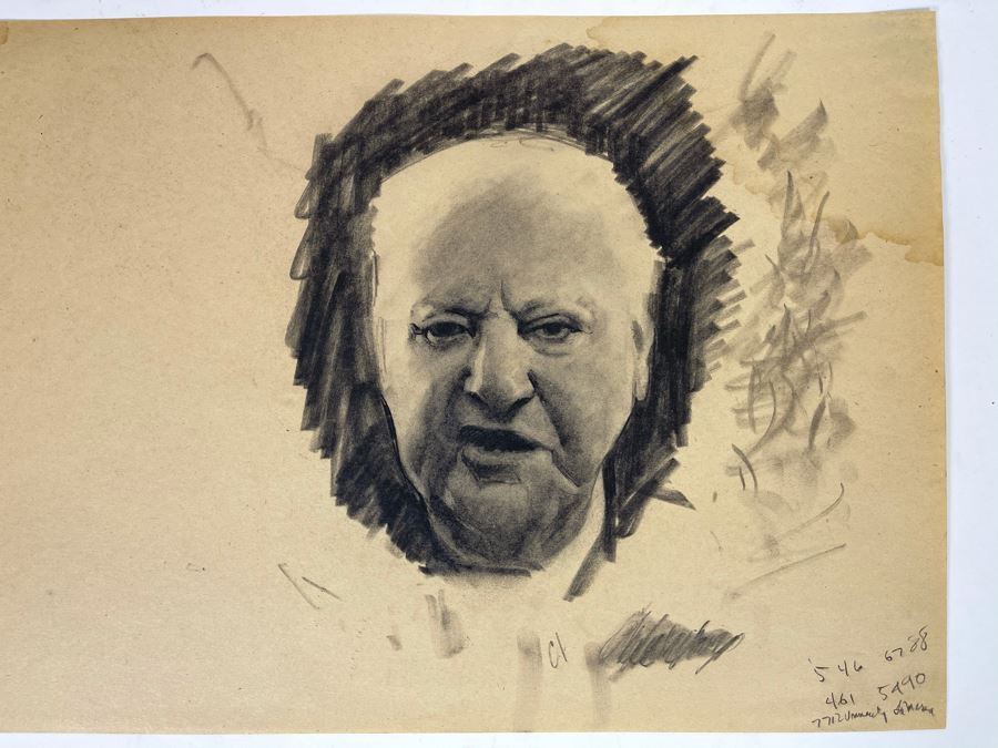 Unsigned Original Charcoal Drawing Portrait 18 X 12 By Former Art Director Of General Dynamics [Photo 2]