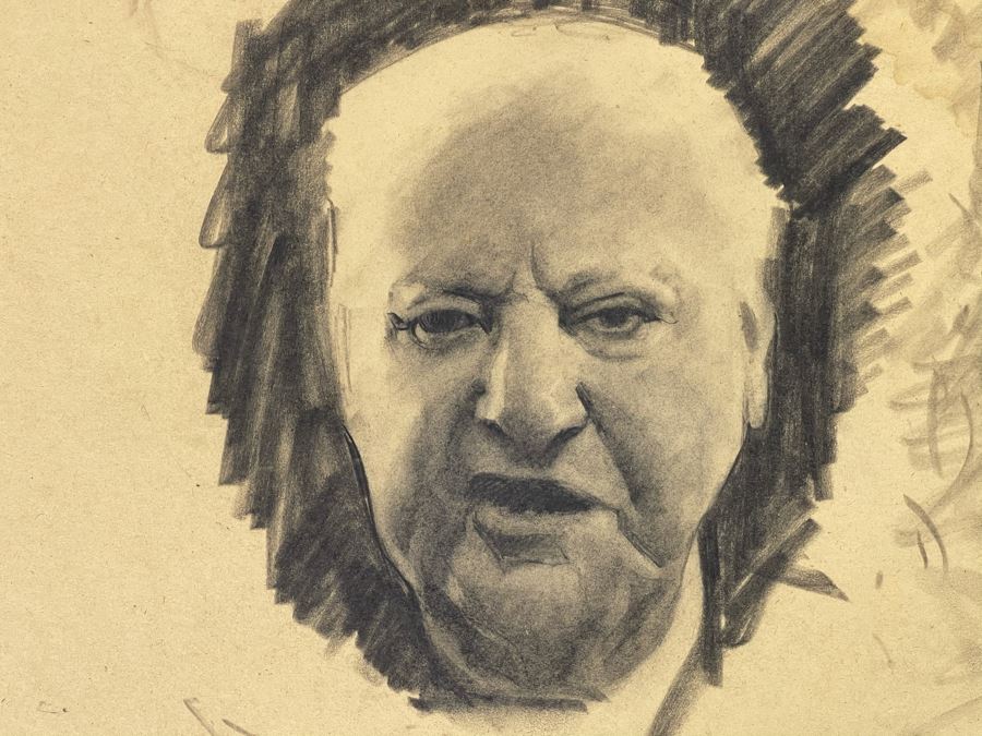 Unsigned Original Charcoal Drawing Portrait 18 X 12 By Former Art Director Of General Dynamics [Photo 5]