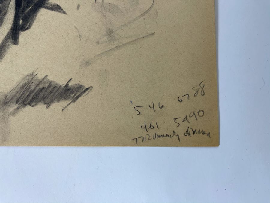 Unsigned Original Charcoal Drawing Portrait 18 X 12 By Former Art Director Of General Dynamics [Photo 9]