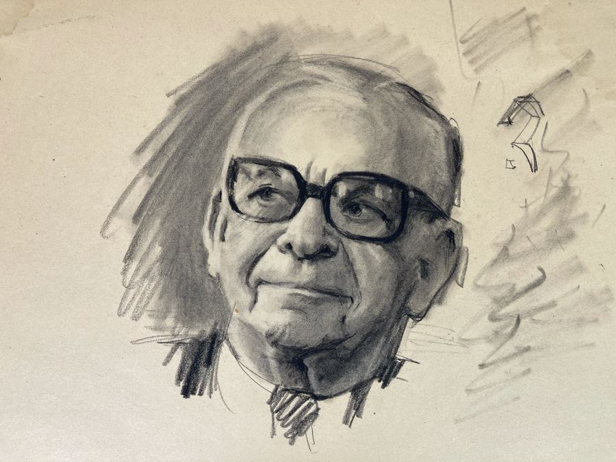 Unsigned Original Charcoal Drawing Portrait 18 X 12 By Former Art Director Of General Dynamics [Photo 2]