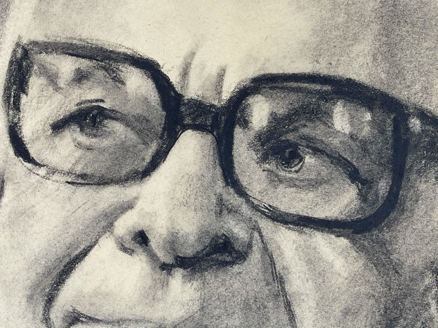 Unsigned Original Charcoal Drawing Portrait 18 X 12 By Former Art Director Of General Dynamics [Photo 5]